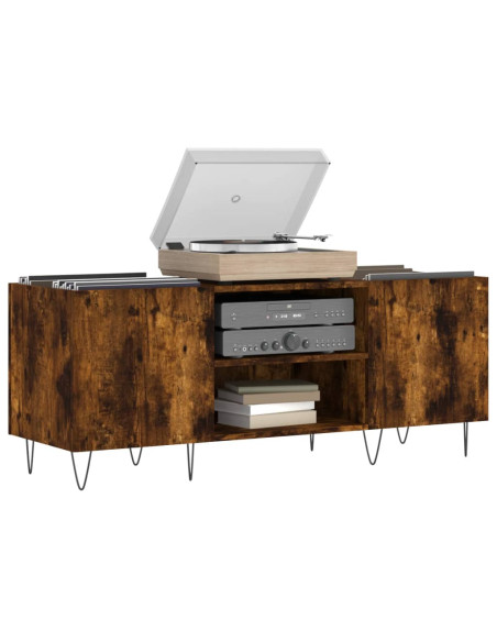 Mobile Porta Dischi Rovere Fumo 121x38x48 cm Legno Multistrato