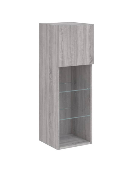 Mobili TV a Muro con LED 5pz Grigio Sonoma in Legno Multistrato