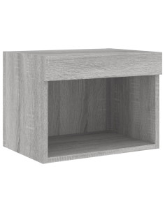 Mobili TV a Muro 4pz con Luci LED Grigio Sonoma 2