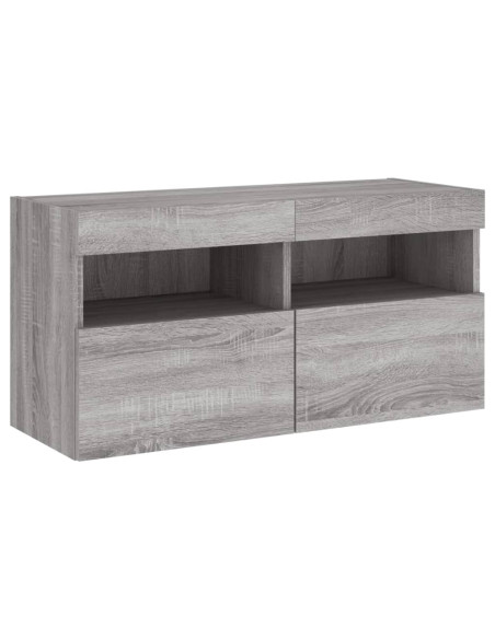Mobili TV a Muro con LED 5pz Grigio Sonoma in Legno Multistrato
