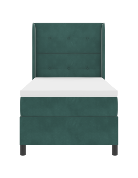 Letto con Reticolo e Materasso & LED Verde Scuro 90x200 cm Velluto