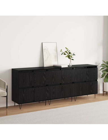 Sideboards 3 pcs Rovere nero 180 x 35 x 70 cm Legno multistrato