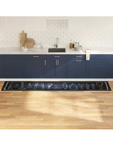Tappeto da Cucina Nero 300 x 60 cm Velluto