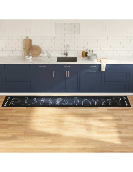 Tappeto da Cucina Nero 300 x 60 cm Velluto