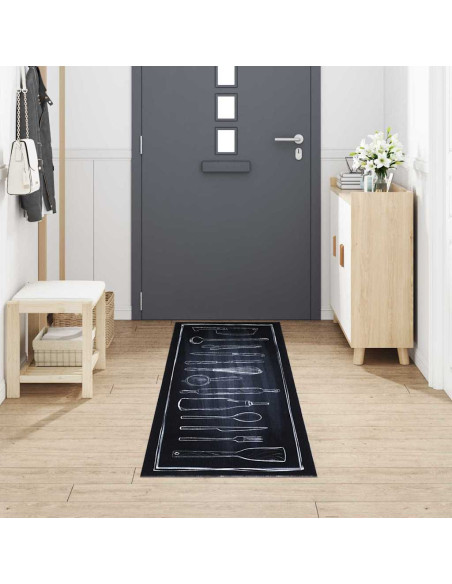 Tappeto da Cucina Nero 300 x 60 cm Velluto