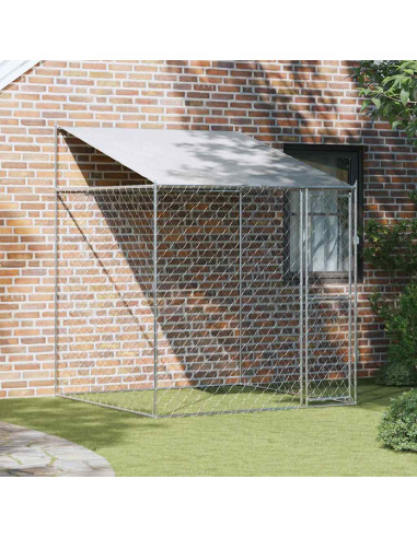 Gabbia per Cani con Tetto Argento 200 x 200 x 258 cm