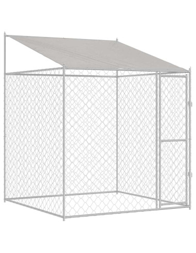 Gabbia per Cani con Tetto Argento 200 x 200 x 258 cm