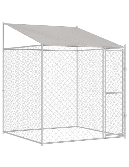 Gabbia per Cani con Tetto Argento 200 x 200 x 258 cm