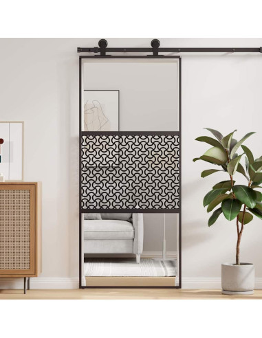 Porta in vetro Traforo Nero 90 x 2 x 205 cm Alluminio