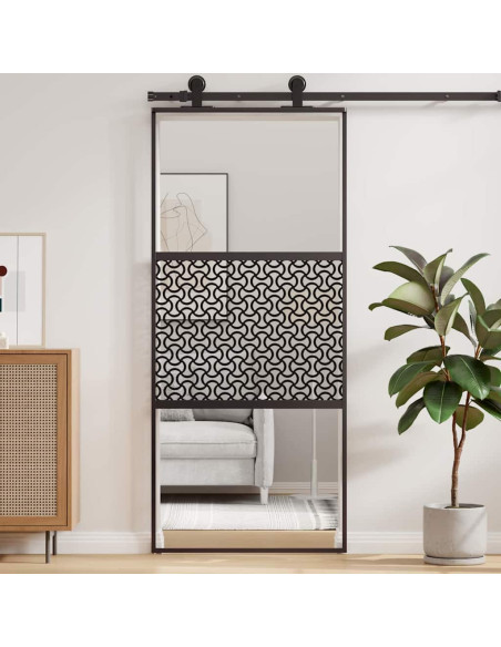 Porta scorrevole Nero 90 x 205 cm Vetro temperato, Alluminio
