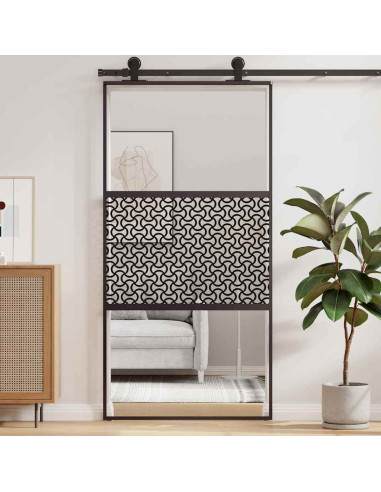 Porta in vetro Traforo Nero 90 x 2 x 205 cm Alluminio
