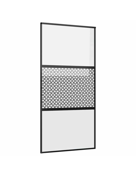 Porta scorrevole Nero 102.5 x 205 cm Vetro temperato, Alluminio