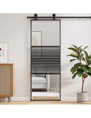 Porta in vetro Rigato Nero 90 x 2 x 205 cm Alluminio