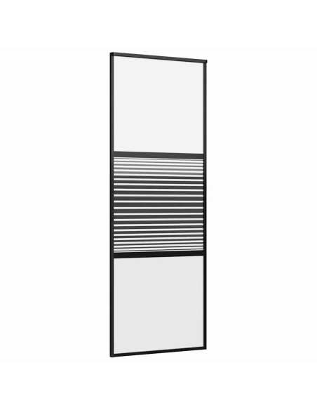 Porta scorrevole Nero 76 x 205 cm Vetro temperato, Alluminio