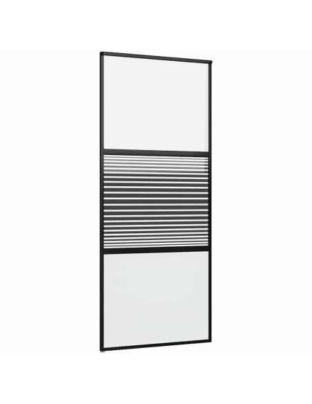Porta scorrevole Nero 90 x 205 cm Vetro temperato, Alluminio
