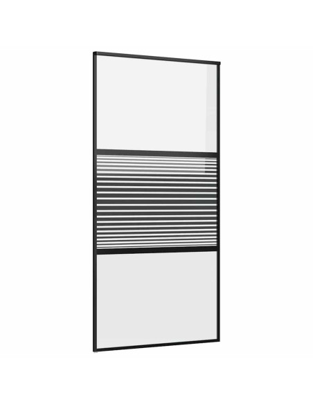 Porta scorrevole Nero 102.5 x 205 cm Vetro temperato, Alluminio