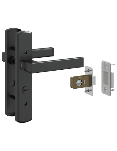 Porta in vetro Traforo Nero 76 x 3.5 x 201.5 cm Alluminio