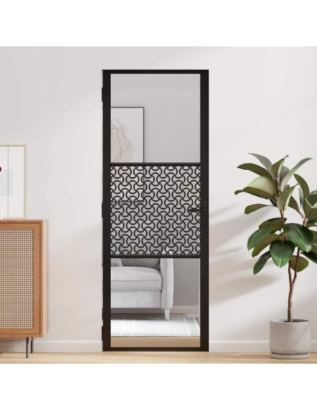 Porta in vetro Traforo Nero 76 x 3.5 x 201.5 cm Alluminio