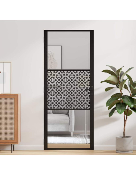 Porta in vetro Traforo Nero 76 x 3.5 x 201.5 cm Alluminio