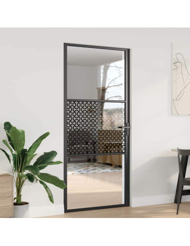 Porta in vetro Traforo Nero 76 x 3.5 x 201.5 cm Alluminio