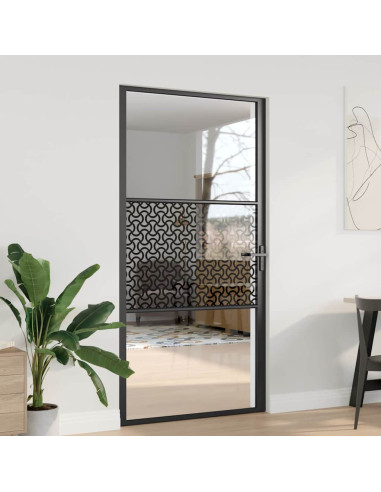 Porta in vetro Traforo Nero 76 x 3.5 x 201.5 cm Alluminio