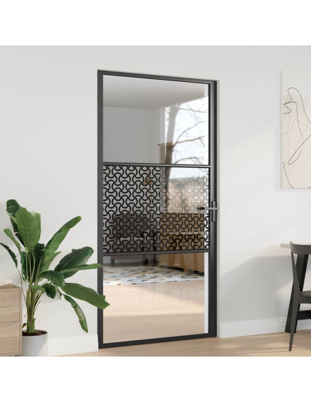 Porta in vetro Traforo Nero 76 x 3.5 x 201.5 cm Alluminio