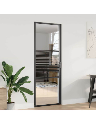 Porta in vetro Rigato Nero 76 x 3.5 x 201.5 cm Alluminio