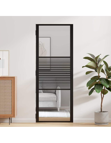 Porta in vetro Rigato Nero 76 x 3.5 x 201.5 cm Alluminio