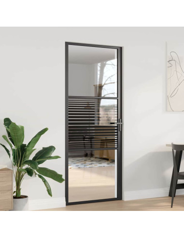 Porta in vetro Rigato Nero 76 x 3.5 x 201.5 cm Alluminio