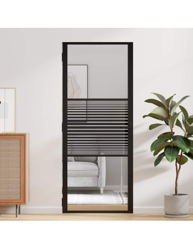 Porta in vetro Rigato Nero 76 x 3.5 x 201.5 cm Alluminio