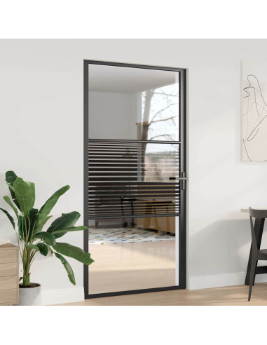 Porta in vetro Rigato Nero 76 x 3.5 x 201.5 cm Alluminio