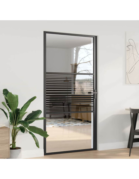 Porta in vetro Rigato Nero 76 x 3.5 x 201.5 cm Alluminio