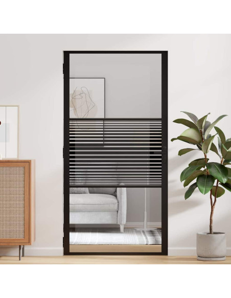 Porta in vetro Rigato Nero 76 x 3.5 x 201.5 cm Alluminio