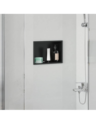 Nicchia per doccia Nero 30 x 20 x 9,5 cm Acciaio inossidabile