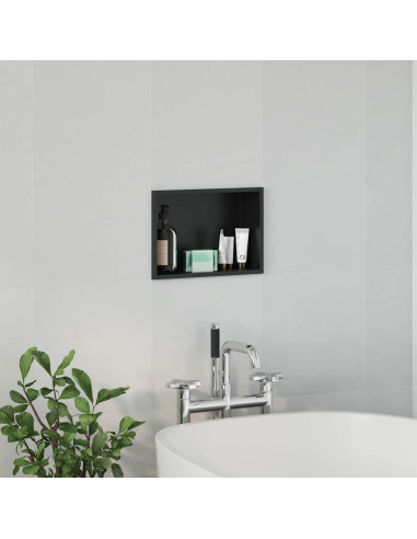 Nicchia per doccia Nero 30 x 20 x 9,5 cm Acciaio inossidabile