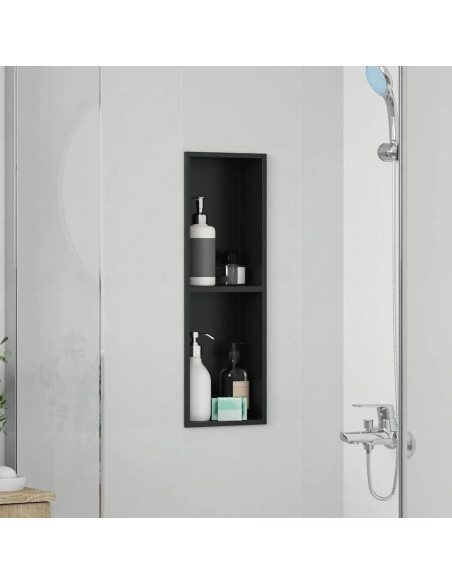 Nicchia per doccia Nero 60 x 20 x 9.5 cm Acciaio inossidabile