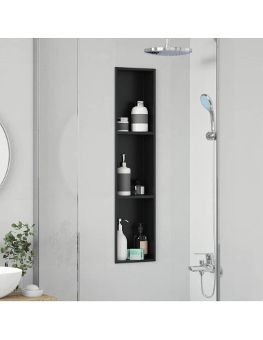 Nicchia per doccia Nero 90 x 20 x 9,5 cm Acciaio inossidabile