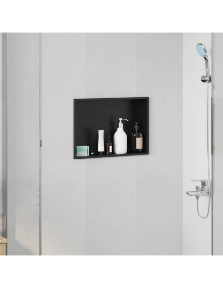Nicchia per doccia Nero 45 x 30 x 9.5 cm Acciaio inossidabile