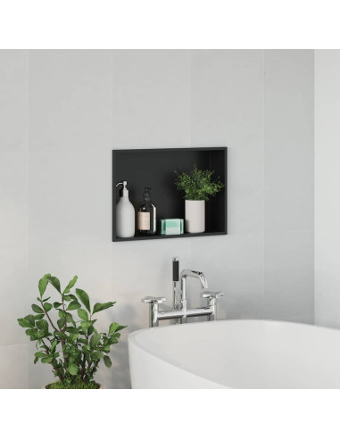 Nicchia per doccia Nero 45 x 30 x 9,5 cm Acciaio inossidabile