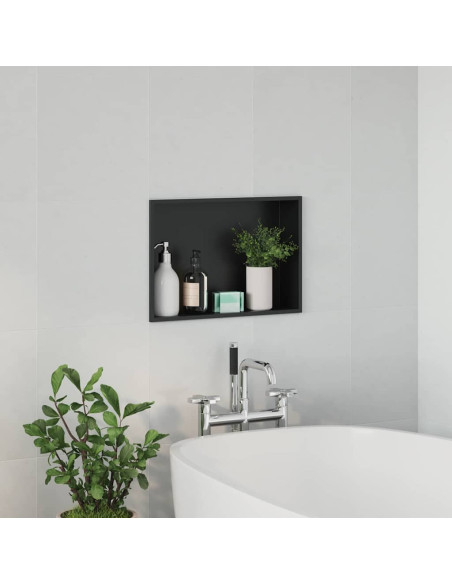 Nicchia per doccia Nero 45 x 30 x 9.5 cm Acciaio inossidabile