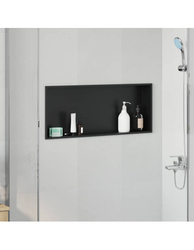 Nicchia per doccia Nero 75 x 30 x 9,5 cm Acciaio inossidabile