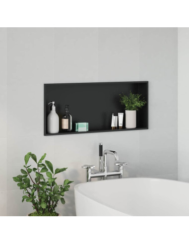 Nicchia per doccia Nero 75 x 30 x 9,5 cm Acciaio inossidabile