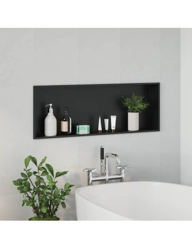 Nicchia per doccia Nero 90 x 30 x 9,5 cm Acciaio inossidabile