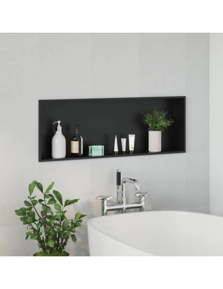 Nicchia per doccia Nero 90 x 30 x 9.5 cm Acciaio inossidabile