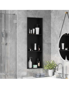 Nicchia per doccia Nero 90 x 30 x 9,5 cm Acciaio inossidabile 2