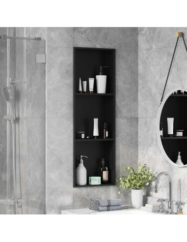 Nicchia per doccia Nero 90 x 30 x 9,5 cm Acciaio inossidabile