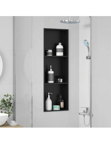 Nicchia per doccia Nero 90 x 30 x 9,5 cm Acciaio inossidabile