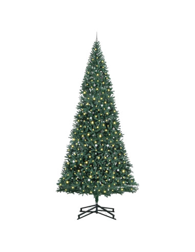 Albero di Natale Artificiale Pre-illuminato con Set di Palline