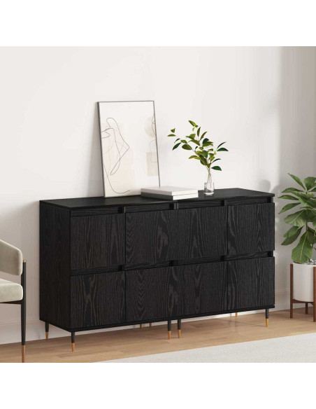 Sideboards 2 pcs Rovere nero 120 x 35 x 70 cm Legno multistrato