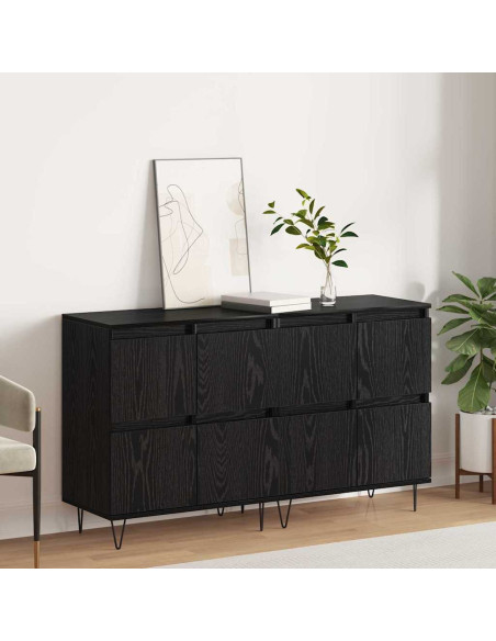 Sideboards 2 pcs Rovere nero 120 x 35 x 70 cm Legno multistrato